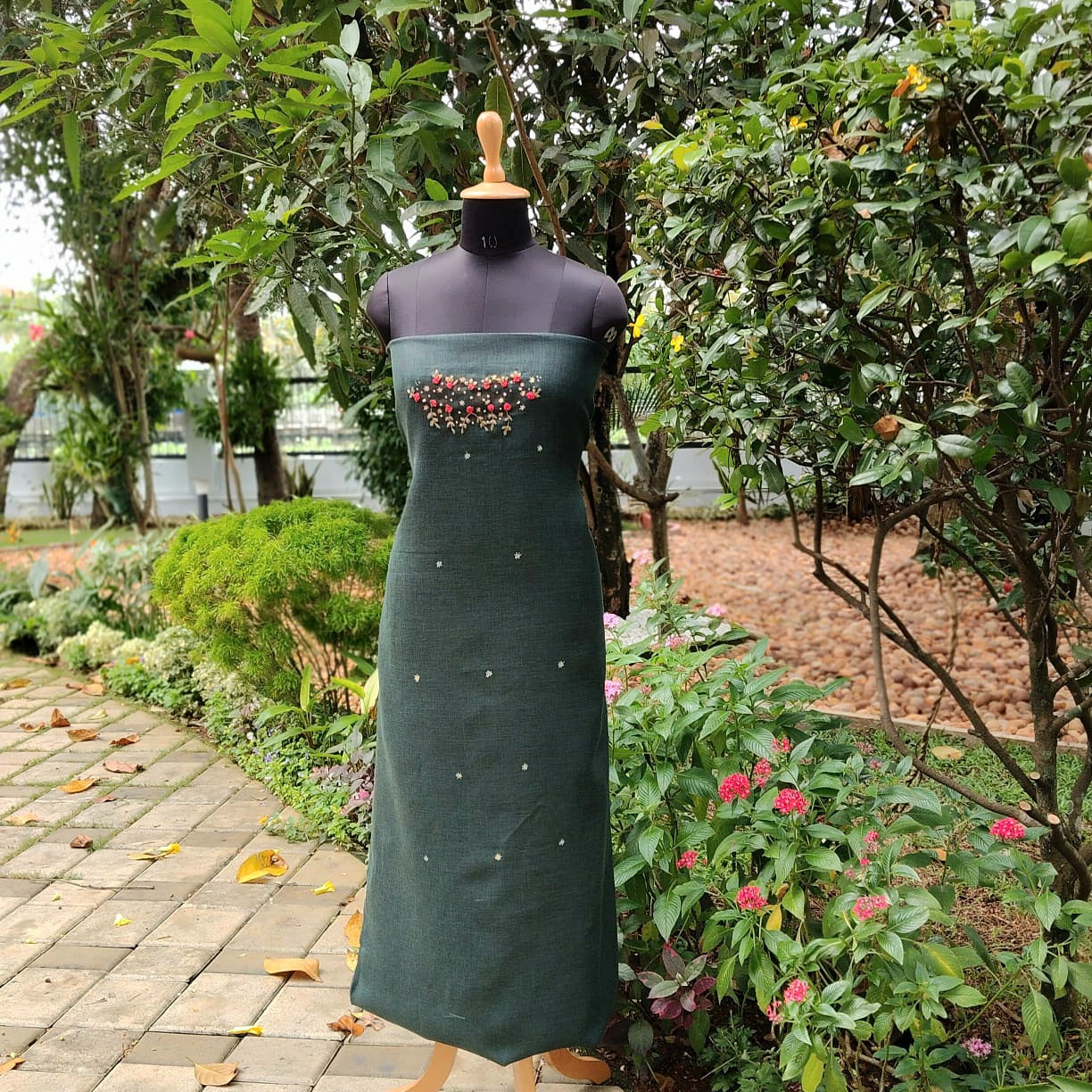 Graceful Linen-cotton Fabric With Fine Hand-Embroidered Motifs