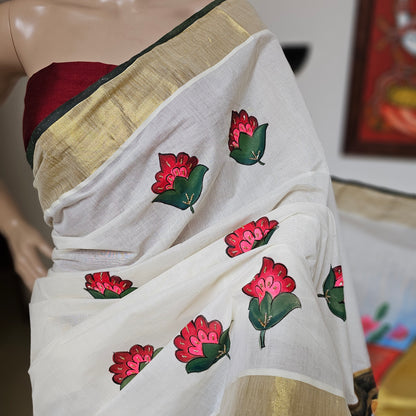 Hand-painted Kerala Saree