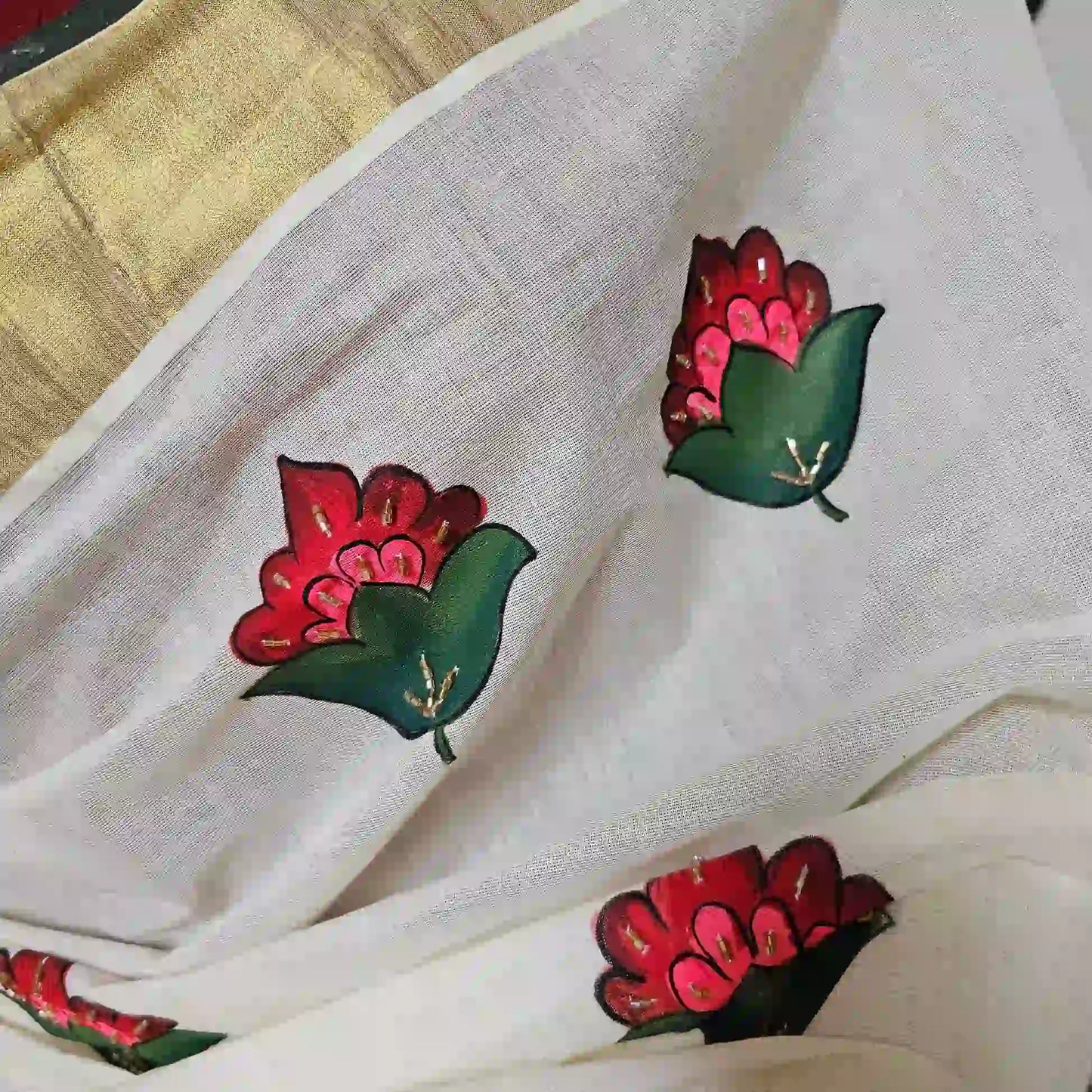 Hand-painted Kerala Saree