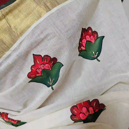 Hand-painted Kerala Saree