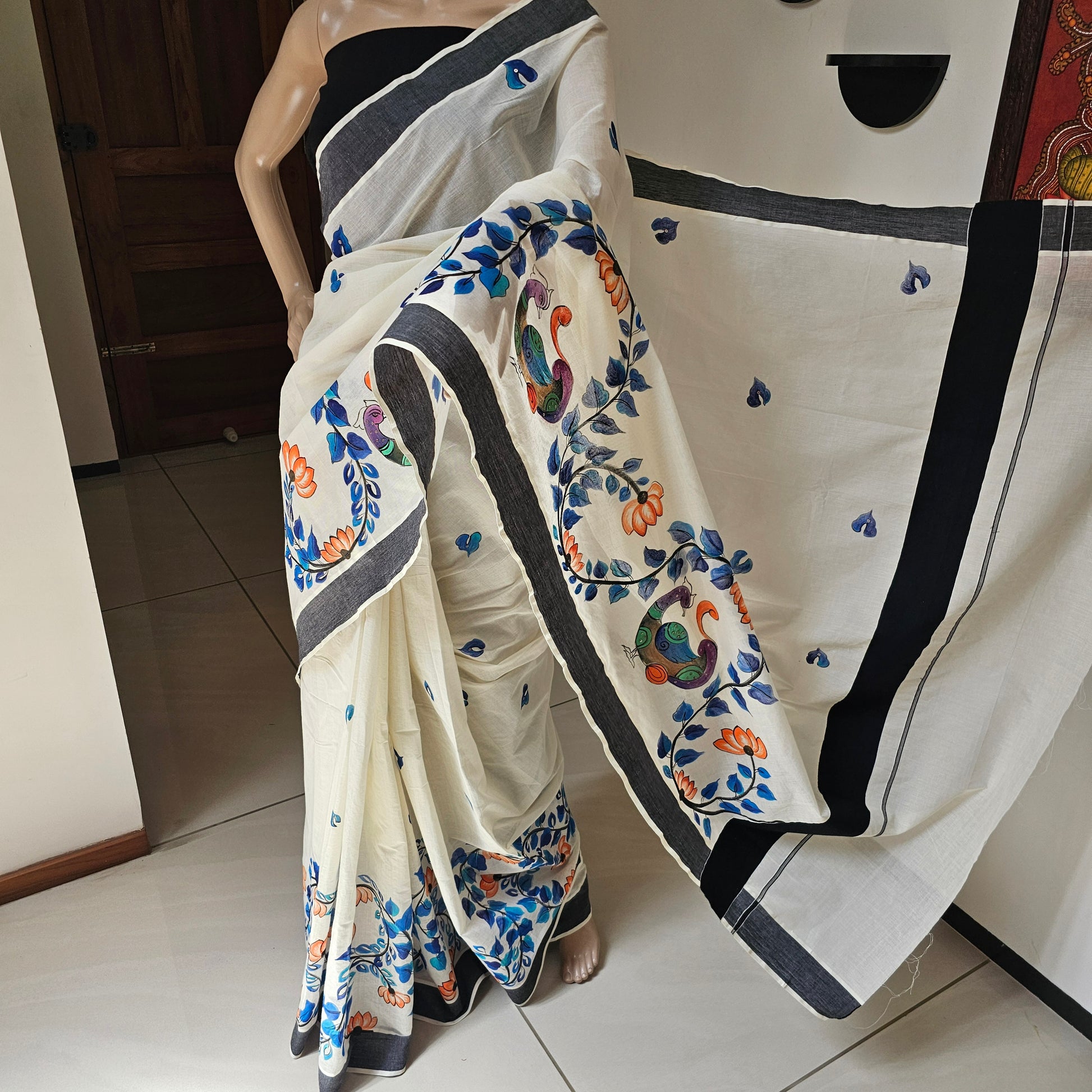 Hand-painted Kerala Saree