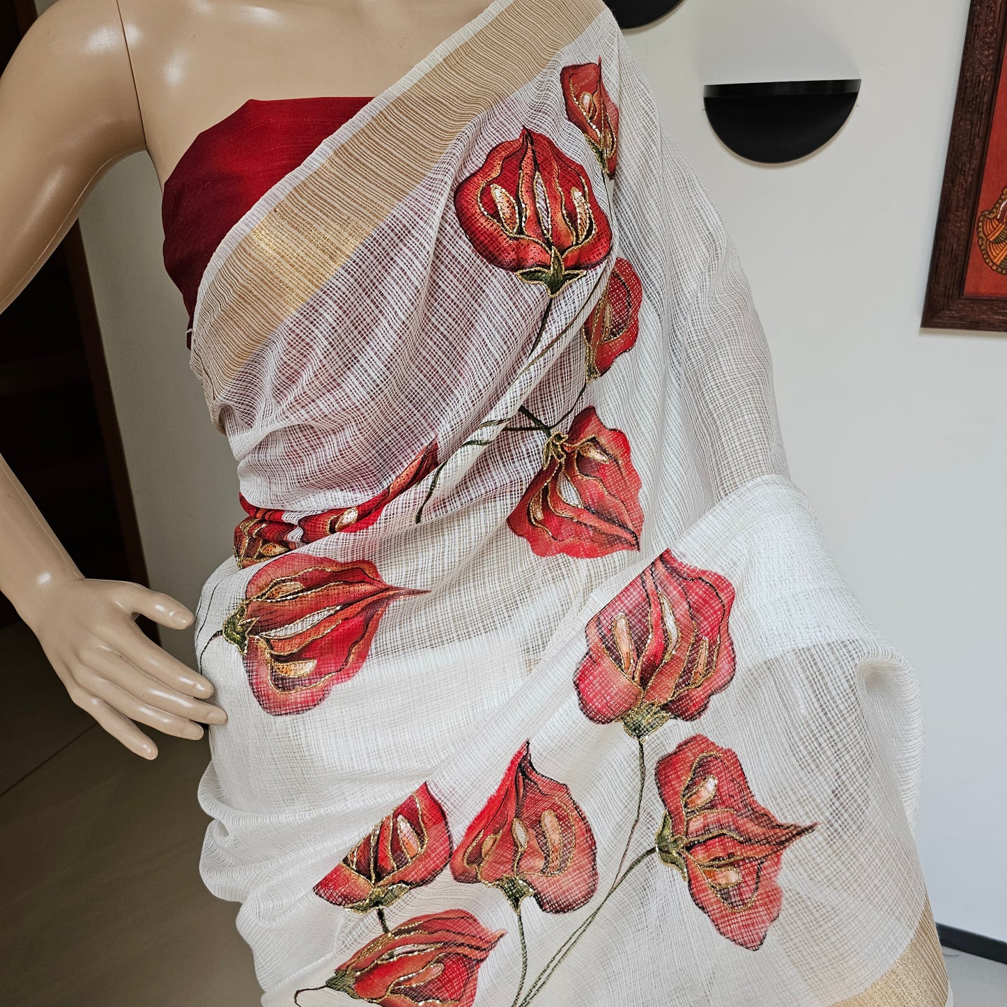 Buy Dazzling White Kota Dora Saree