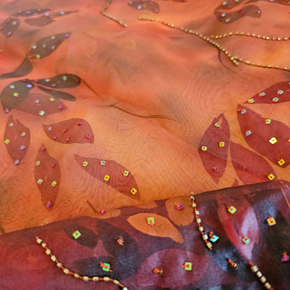 Hand-painted Organza Saree with Bead-work