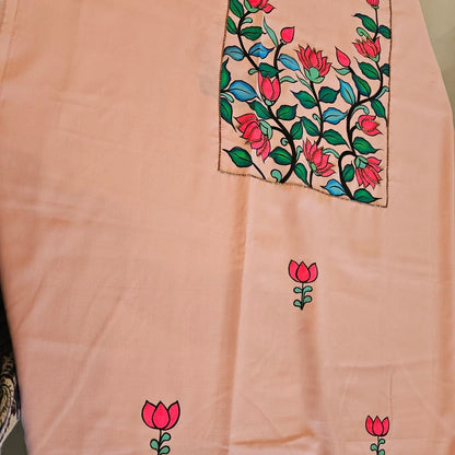 Hand-painted Glazed cotton Kurti in Peach