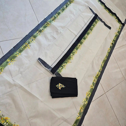 Kani Konnas hand painted on Kerala Set Mundu