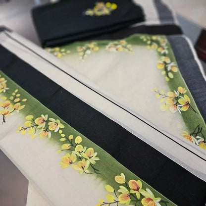 Kani Konnas hand painted on Kerala Set Mundu