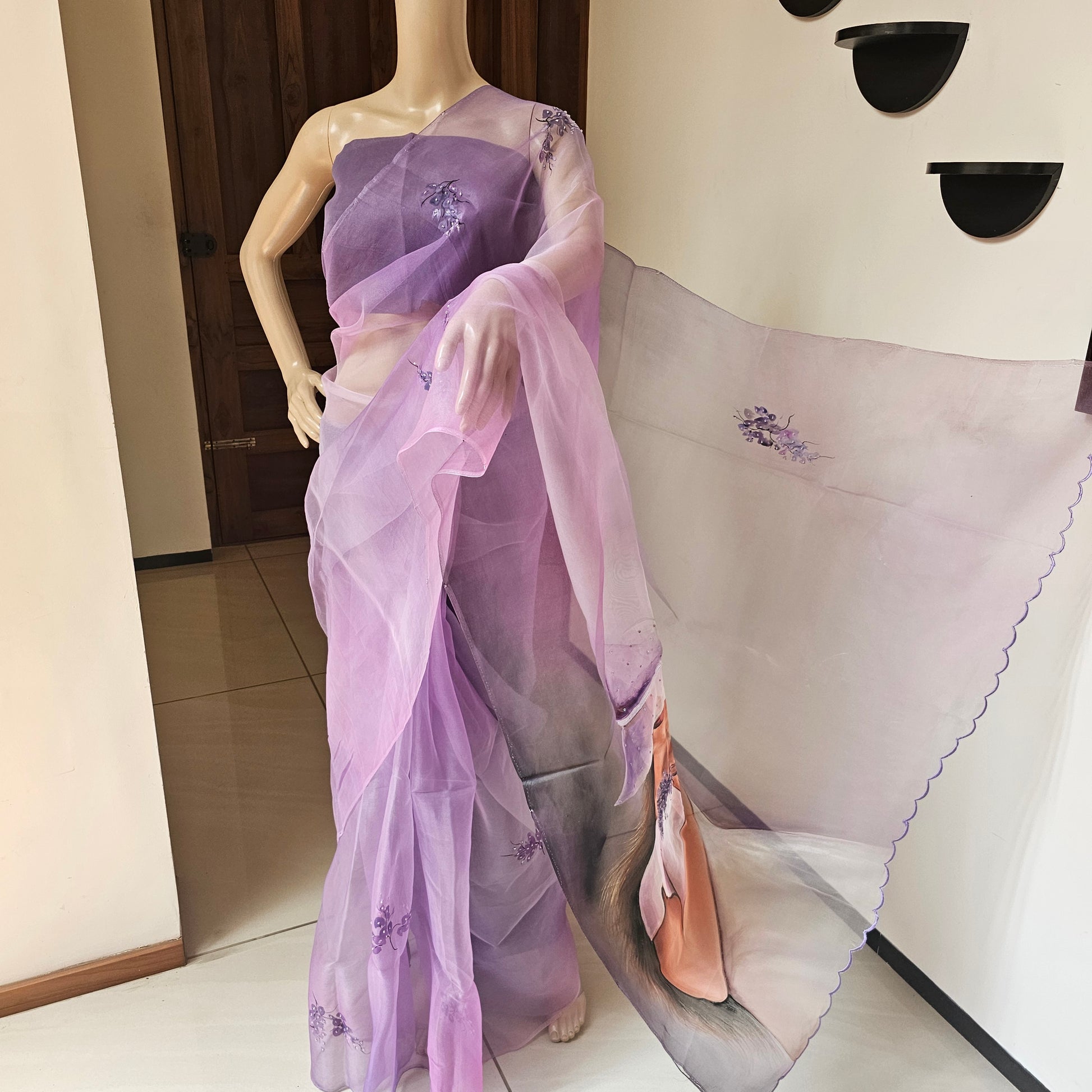 Organza Saree with Bead-work