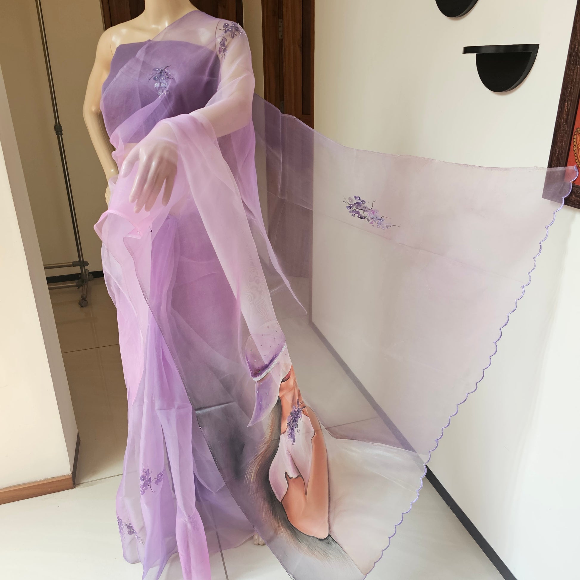 Hand-painted Organza Saree