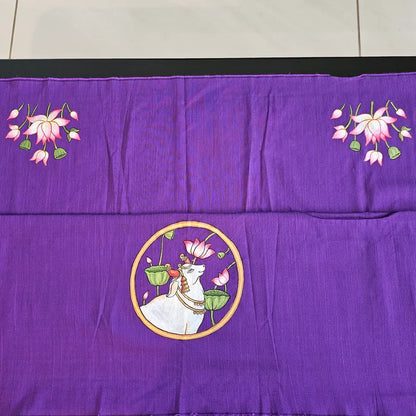 Hand-painted  deep violet Pichwai Blouse