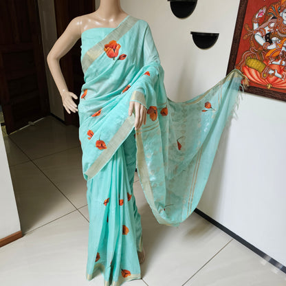 Hand-painted Cotton 0rganza Weave Saree