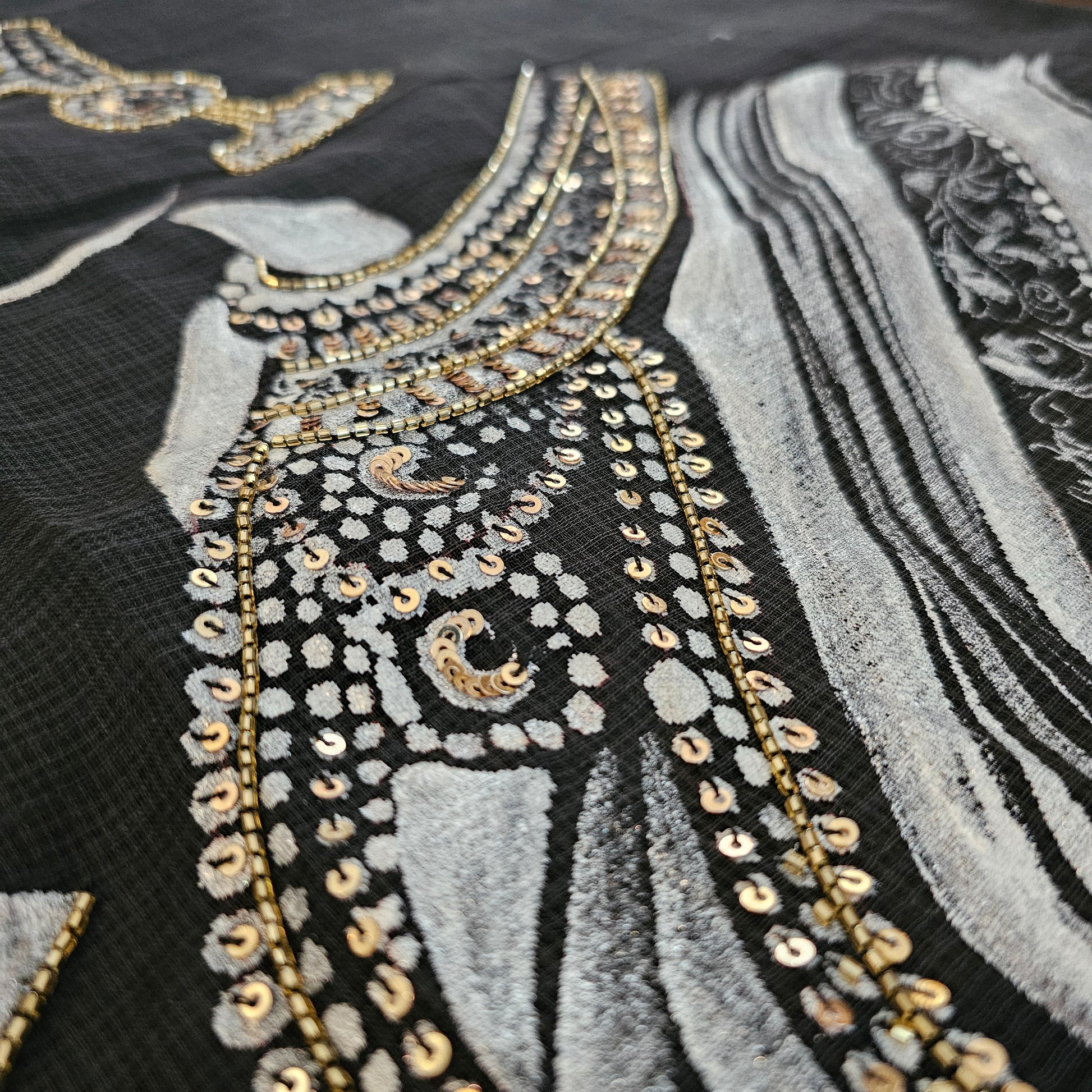 Black Kota Doria Saree