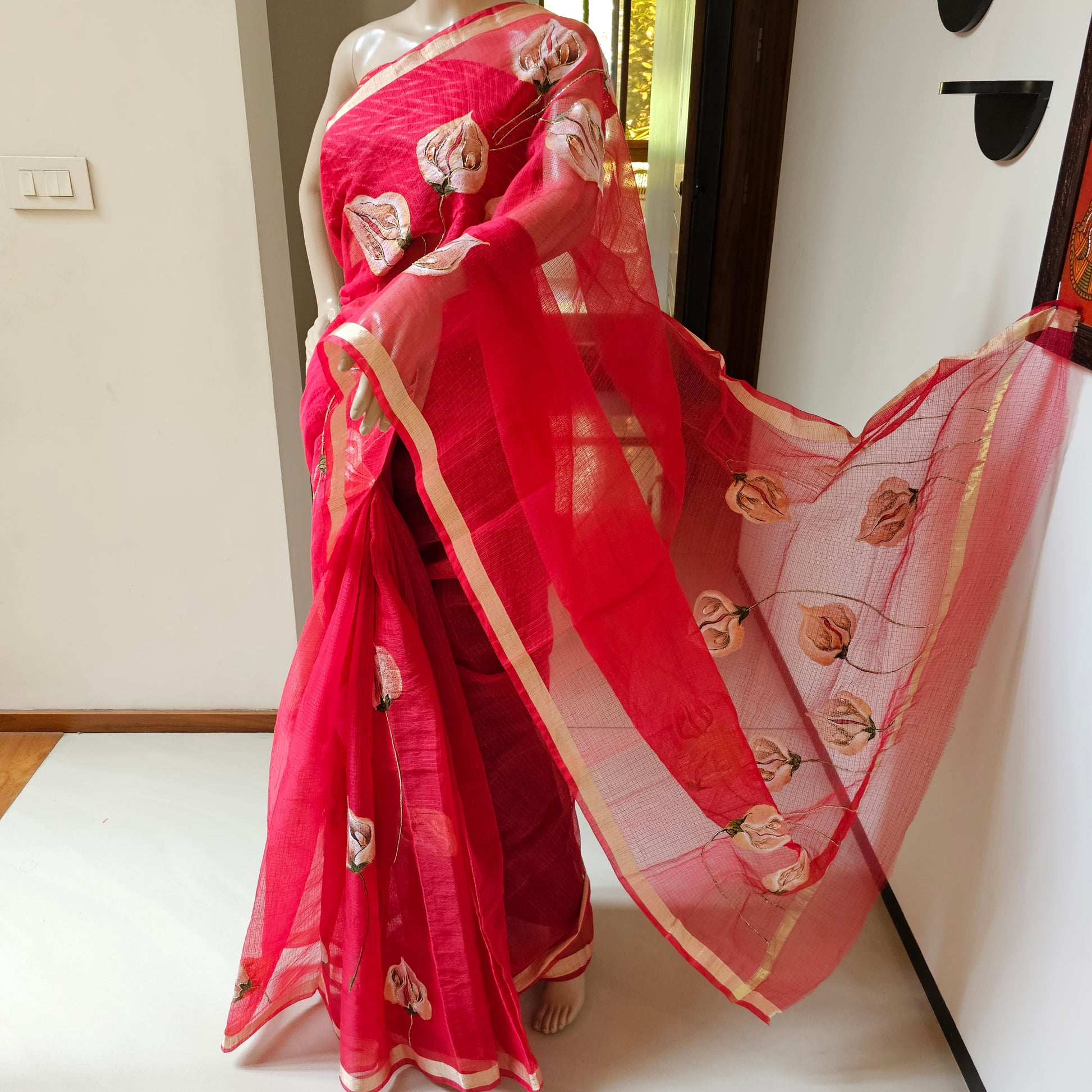 Ikkat style blouse Saree