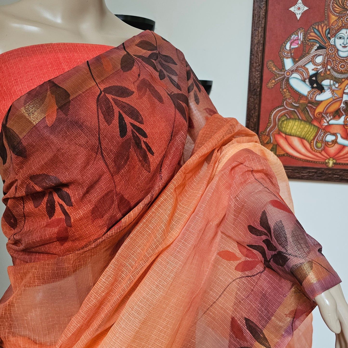 Hand-painted Kota Doria Saree