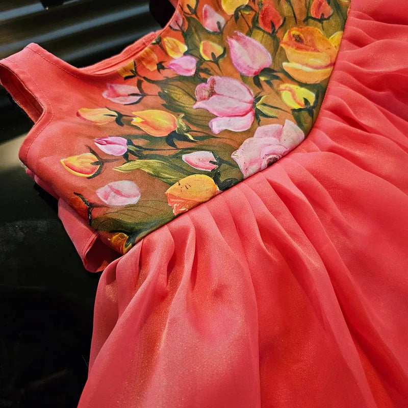 Hand-painted Organza Baby Frock [2-2.5 years]