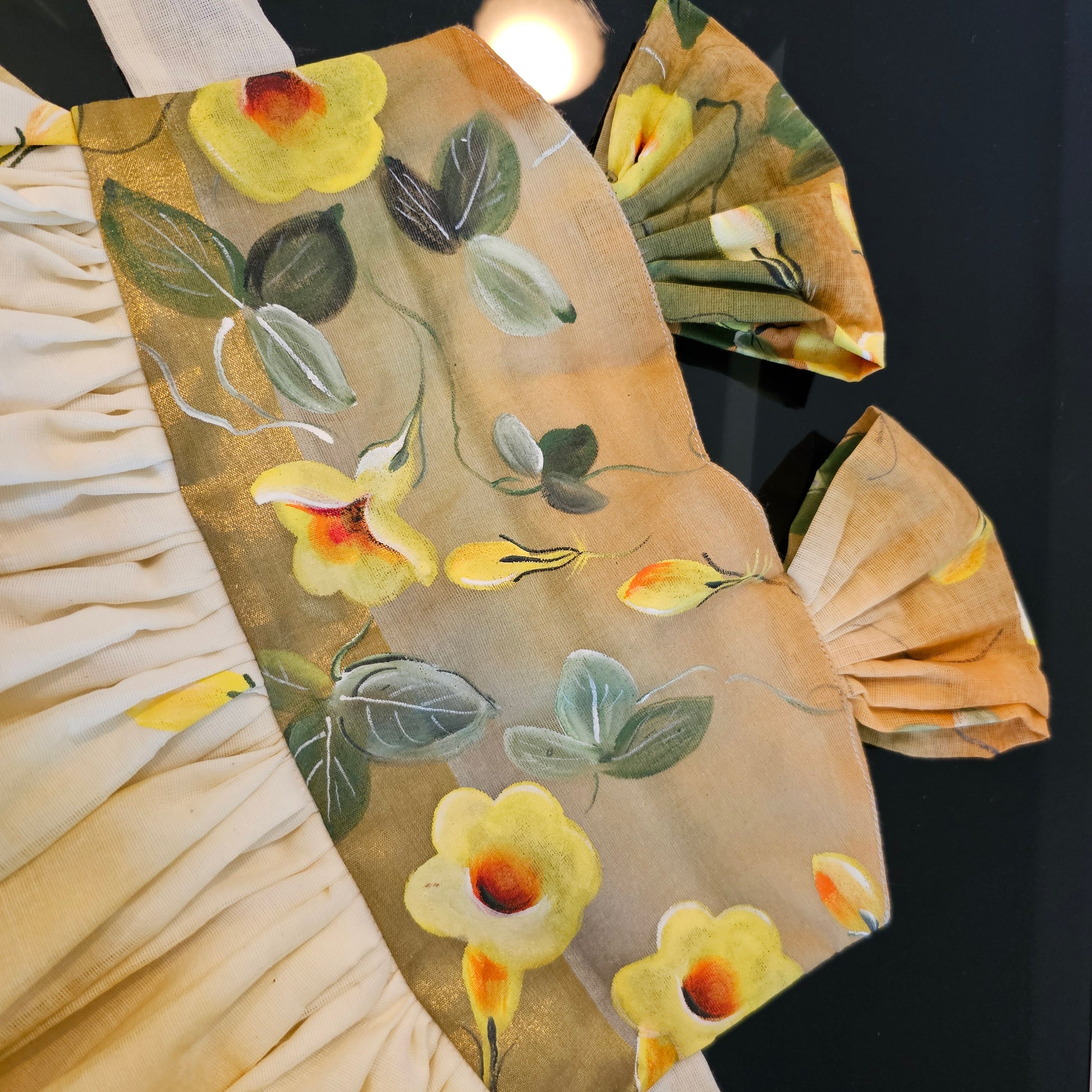  yellow flowers painted on Baby Girls frock