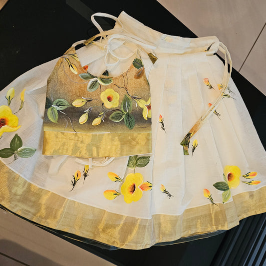 Hand-painted Handloom Cotton Baby Girl Skirt/Top [2.5 yrs]