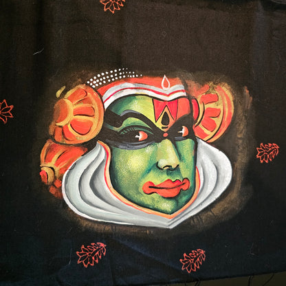 Kathakali Motifs Hand-painted on Saree Blouse