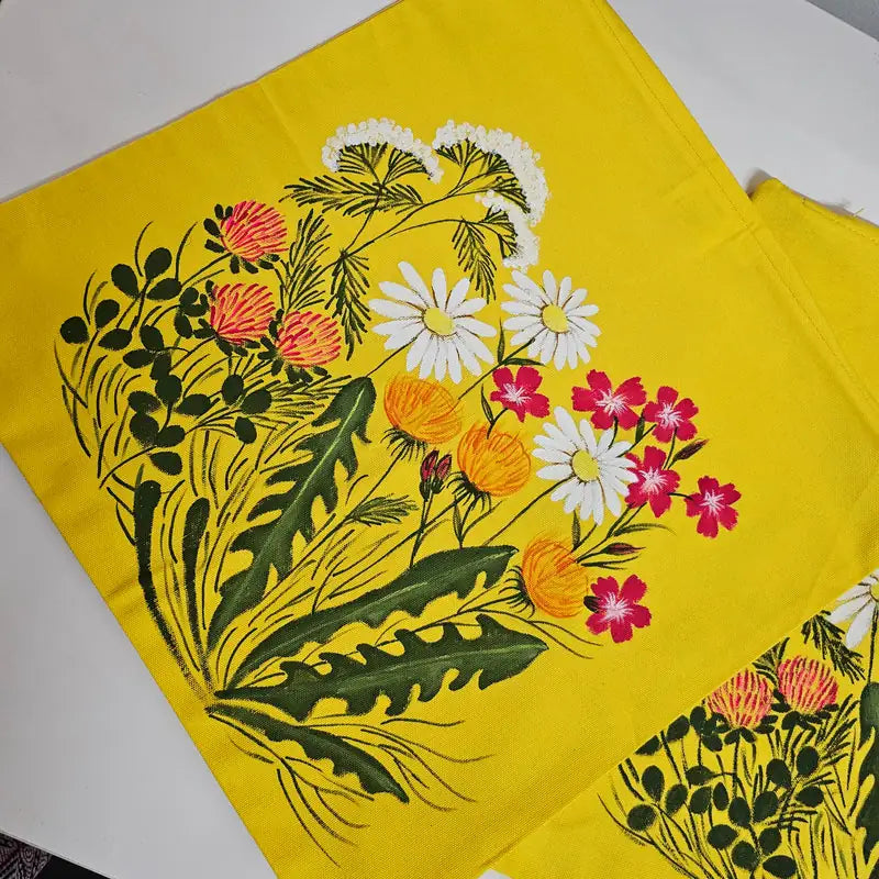 Wild Flowers painted on Cushion cover [Set of 5]