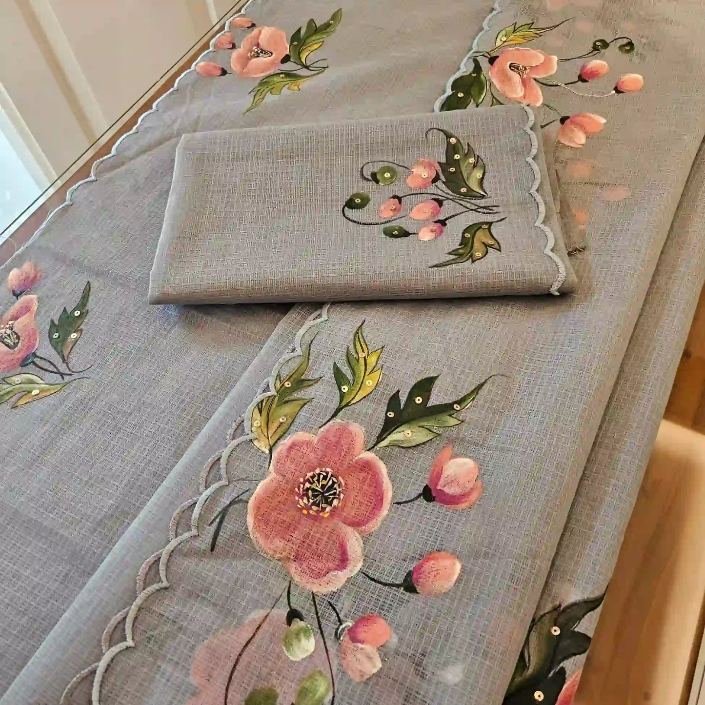 Pretty Hand-Painted Grey Pure Kota Saree