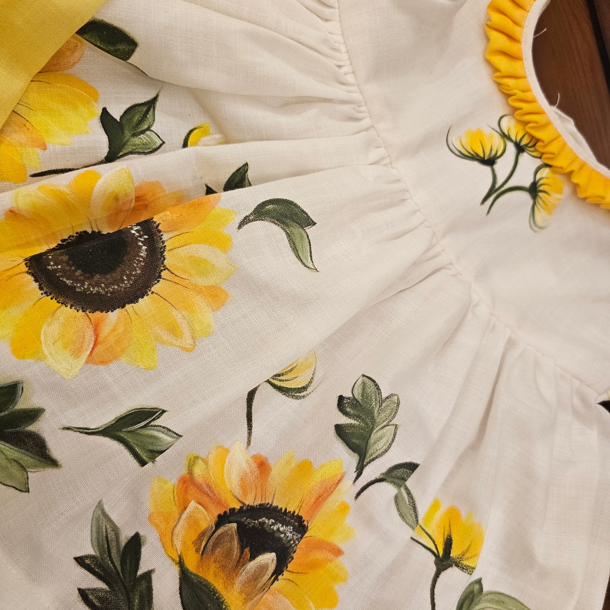 Vibrant Hand-Painted Sunflower Baby Girl Frock [1.5 yrs]