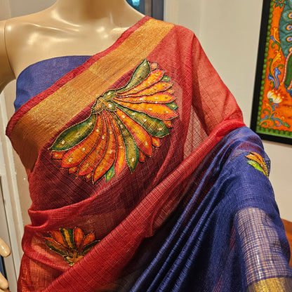 Hand-painted saree craftsmanship