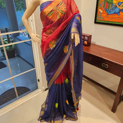 Vibrant Hand-Painted Kota Doria Saree