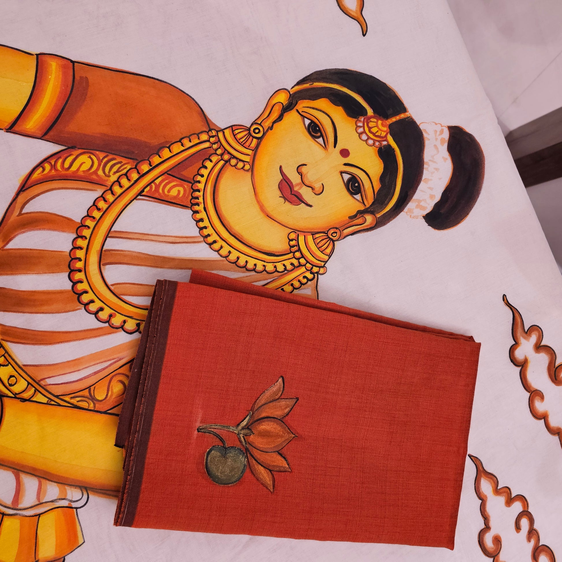 Artisanal hand-painted saree