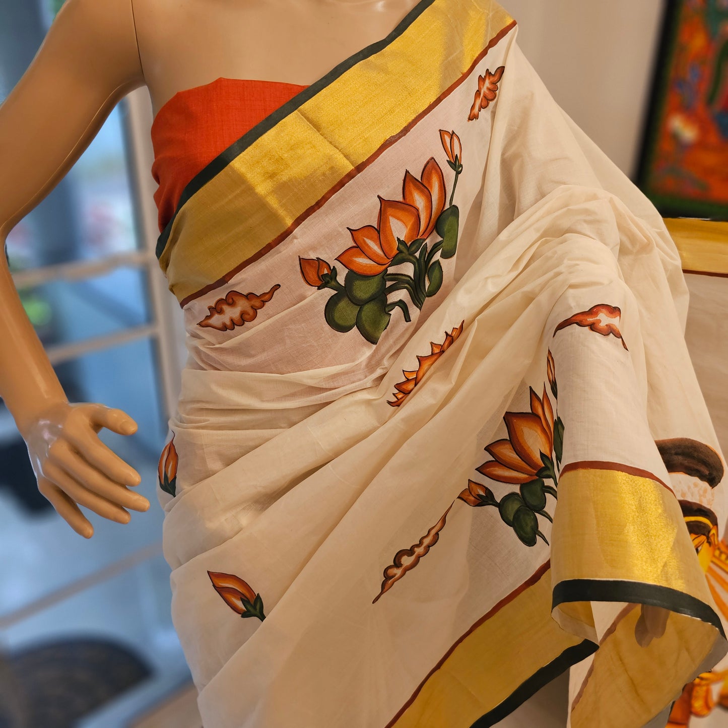 Hand-painted traditional saree