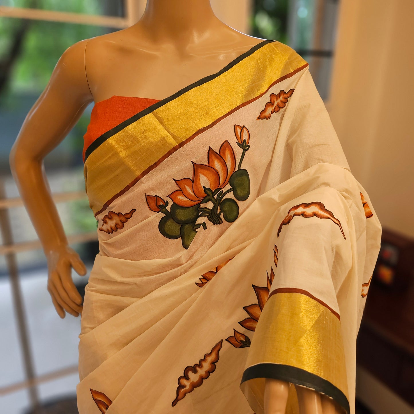 Custom hand-painted saree