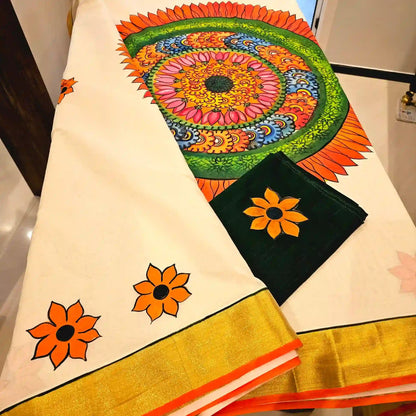 Pookkalam Saree - Just perfect for Onam