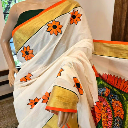 Pookkalam Saree - Just perfect for Onam