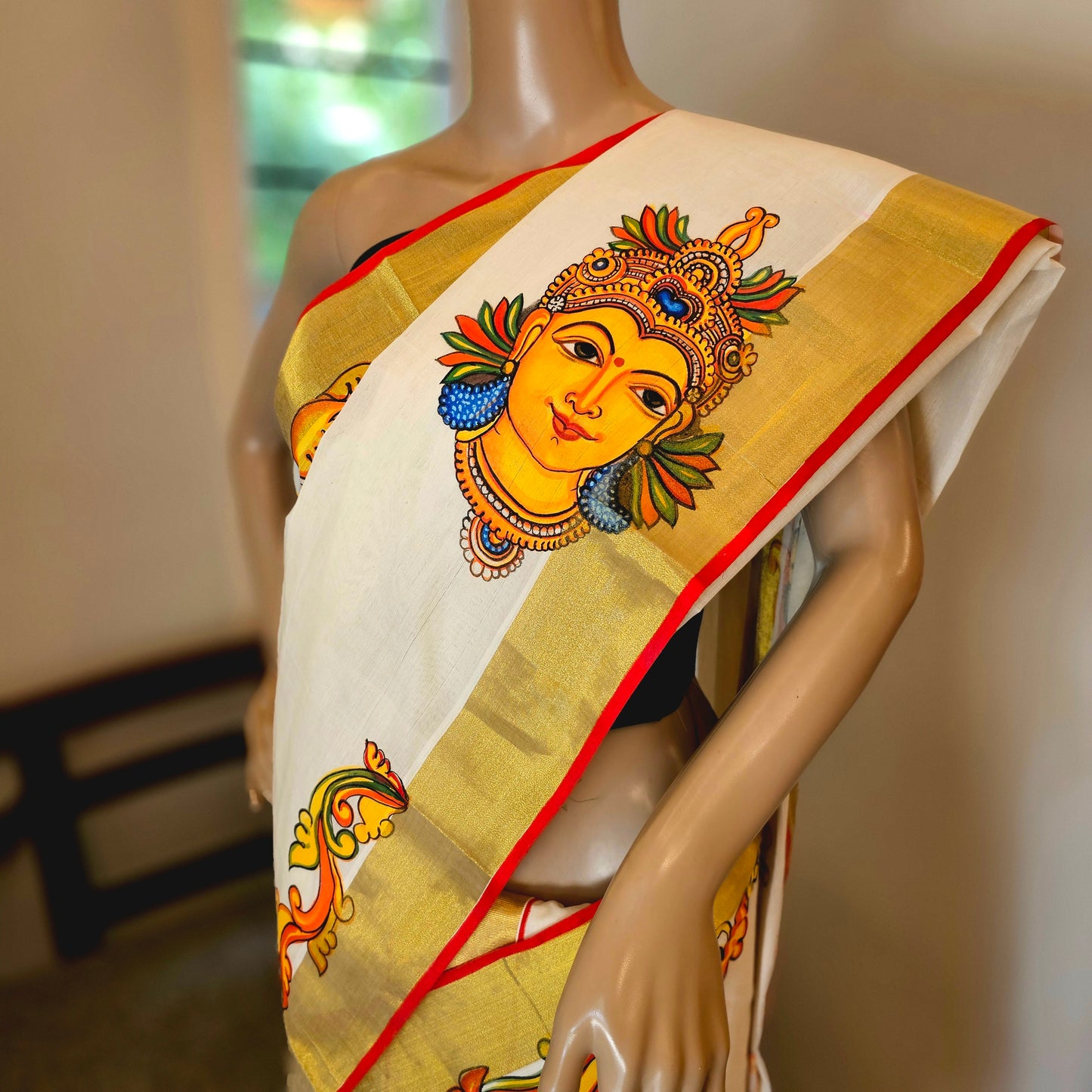 Kerala Mural Painting on Set Mundu And Mens Double Combo