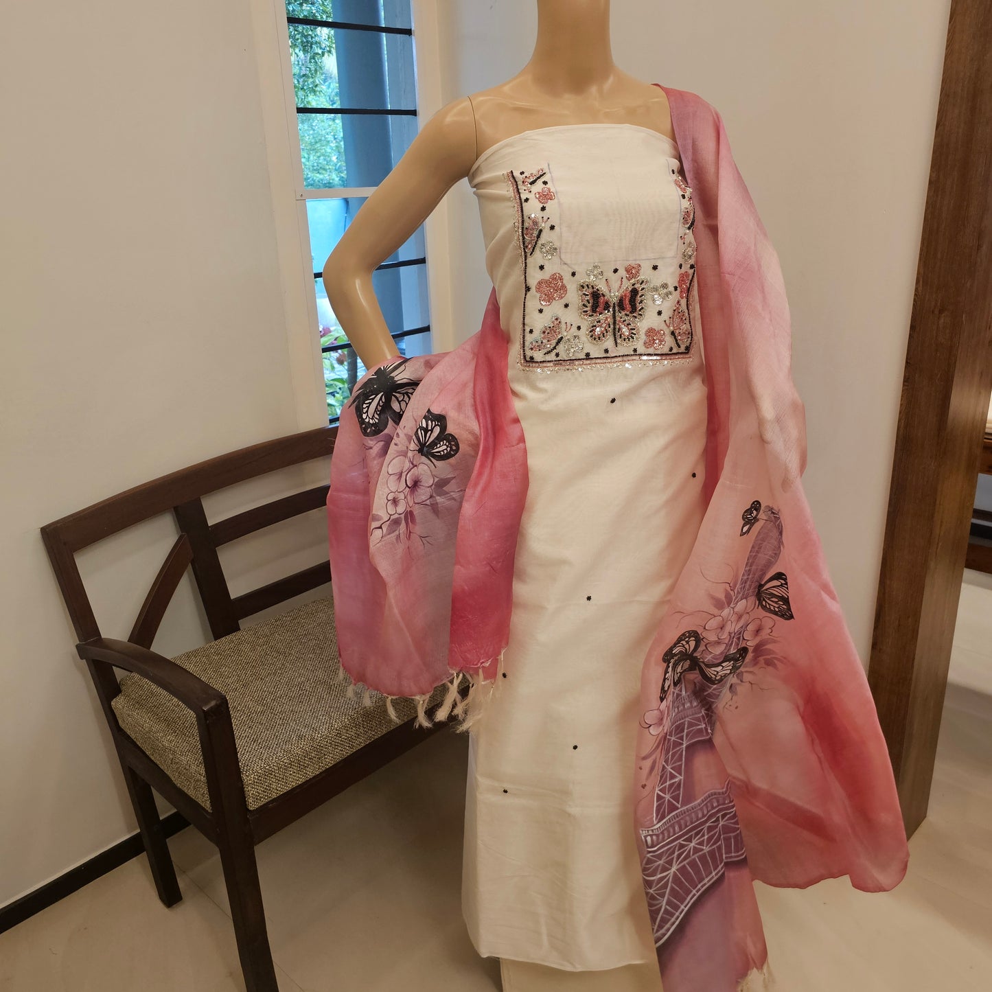 Gorgeous Hand-Painted Kurti set with Sequin Work