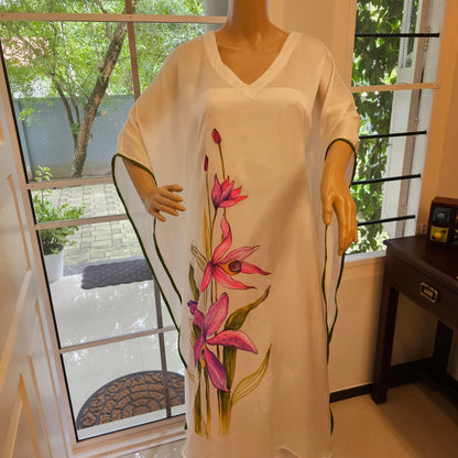 Hand-Painted Semi Stitched Modal Silk Kaftan