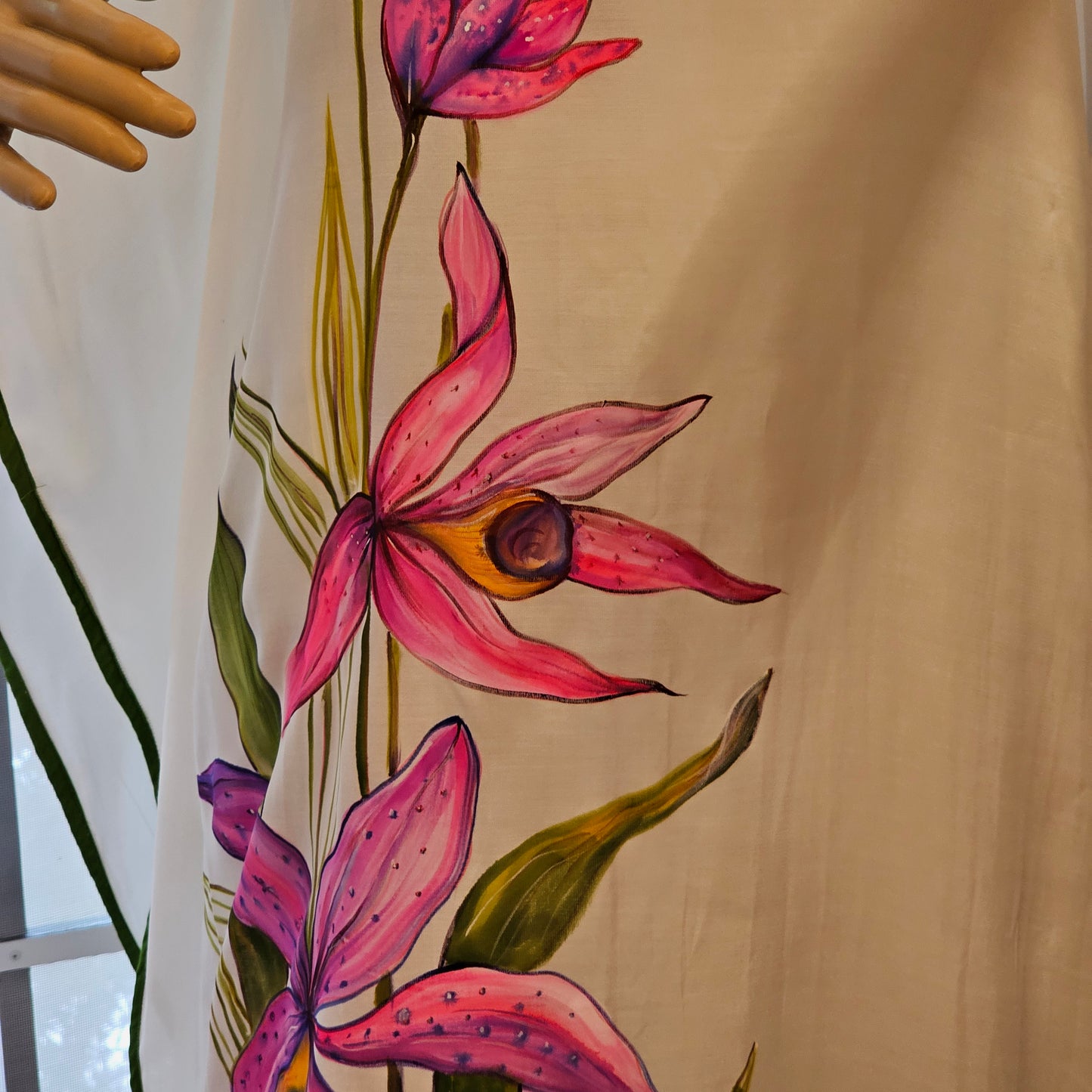 Hand-Painted Semi Stitched Modal Silk Kaftan