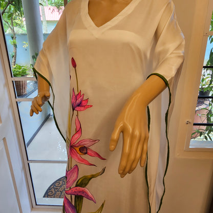 Hand-Painted Semi Stitched Modal Silk Kaftan