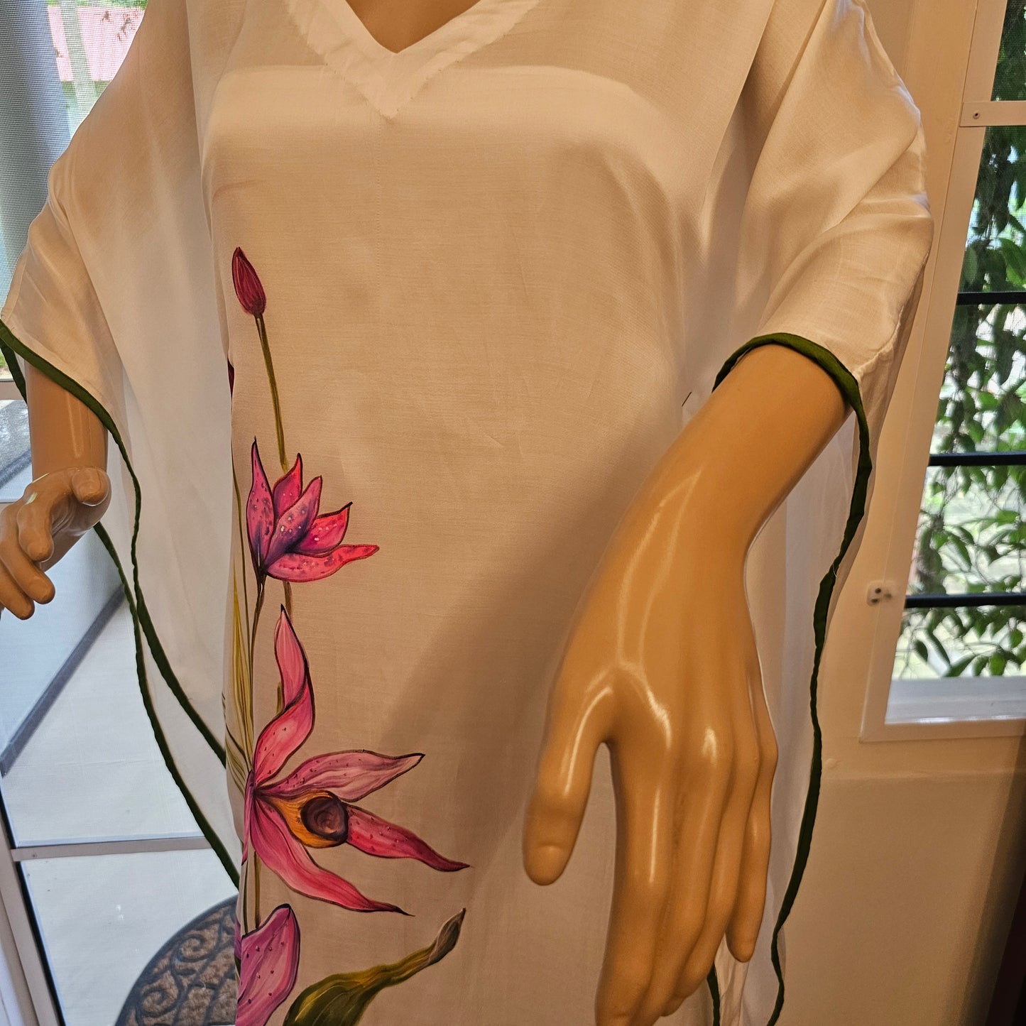 Hand-Painted Semi Stitched Modal Silk Kaftan