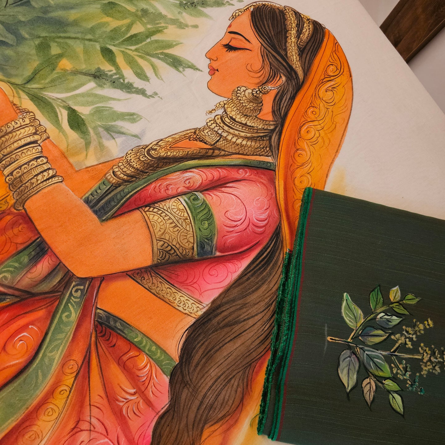 Artfully Designed Tulsi Saree