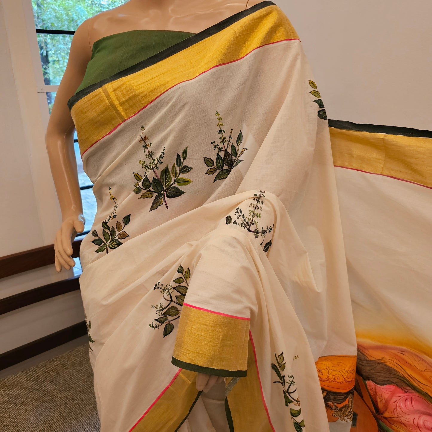 Artfully Designed Tulsi Saree