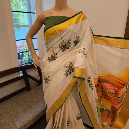 Artfully Designed Tulsi Saree