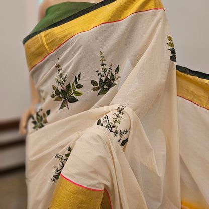 Artfully Designed Tulsi Saree