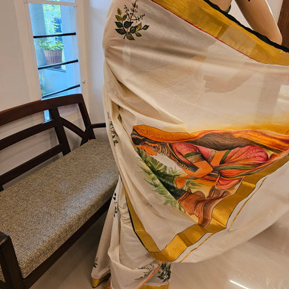 Artfully Designed Tulsi Saree