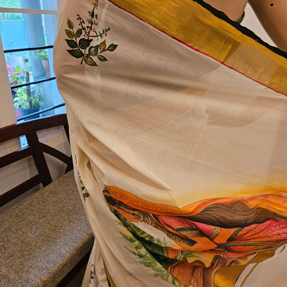 Artfully Designed Tulsi Saree