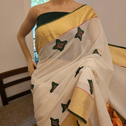 Timeless Ravi Varma Painting on Kerala Saree