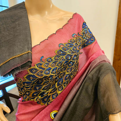 Elegant Hand-Painted Ombre Mal Chanderi Saree