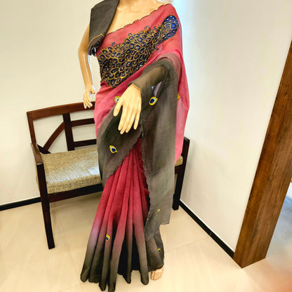 Elegant Hand-Painted Ombre Mal Chanderi Saree