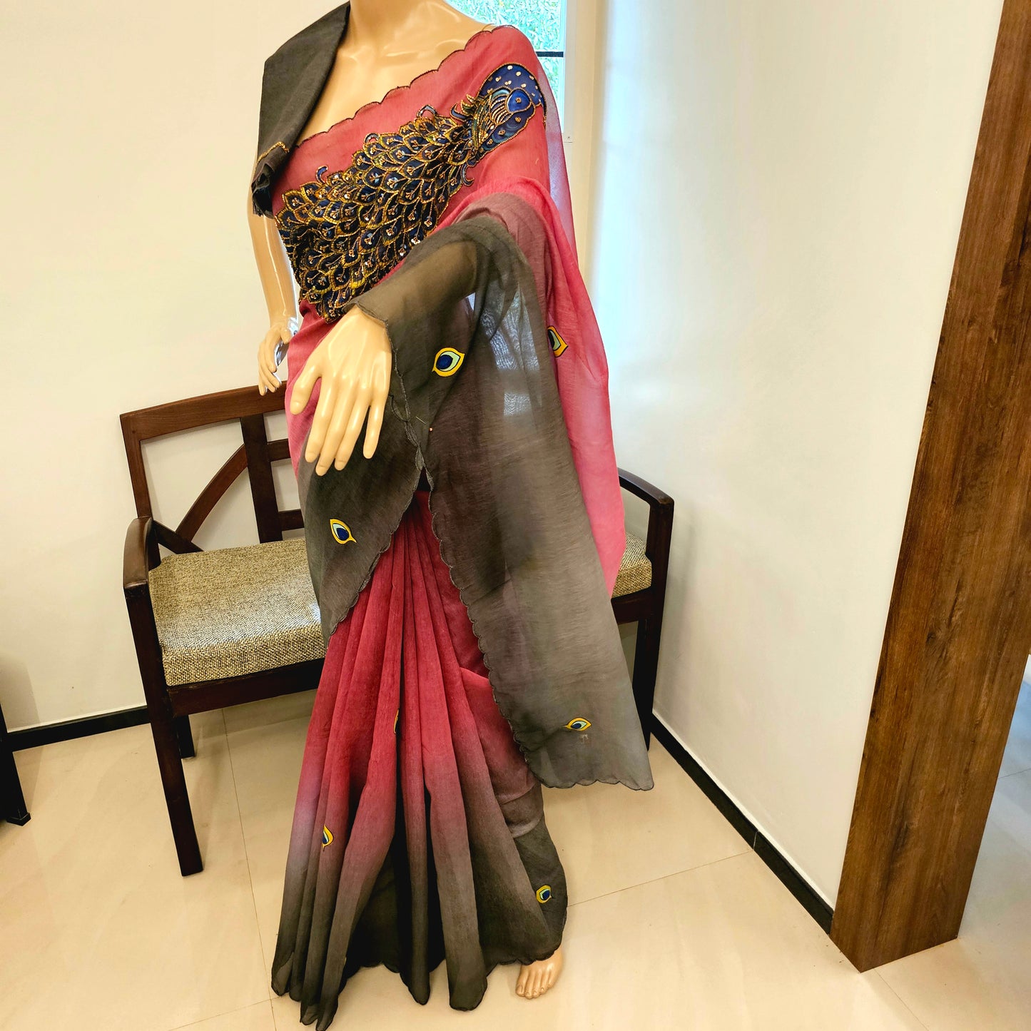 Elegant Hand-Painted Ombre Mal Chanderi Saree