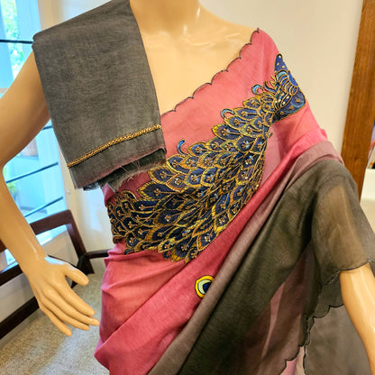 Elegant Hand-Painted Ombre Mal Chanderi Saree