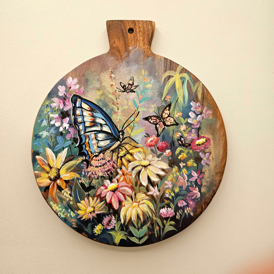 Artfully Hand-Painted Wooden Plate For Home Decor