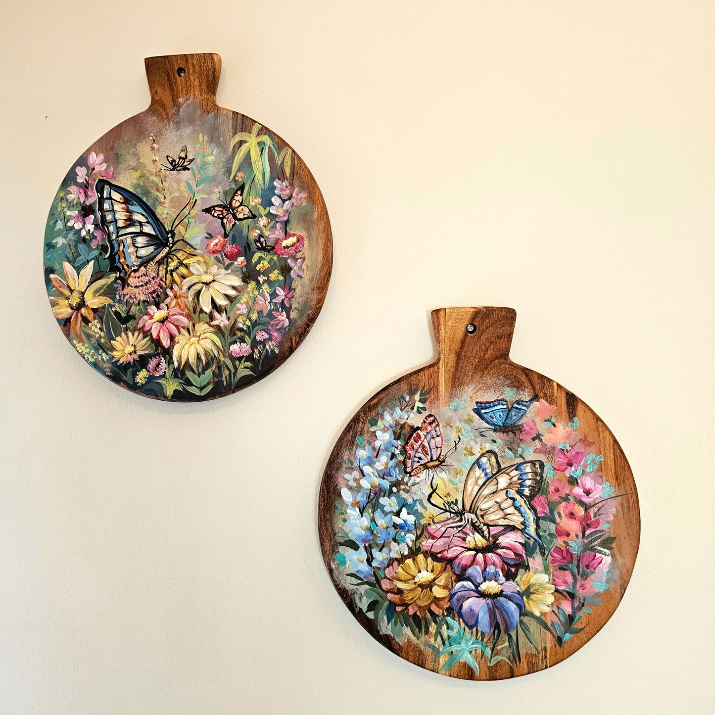 Artfully Hand-Painted Wooden Plate For Home Decor